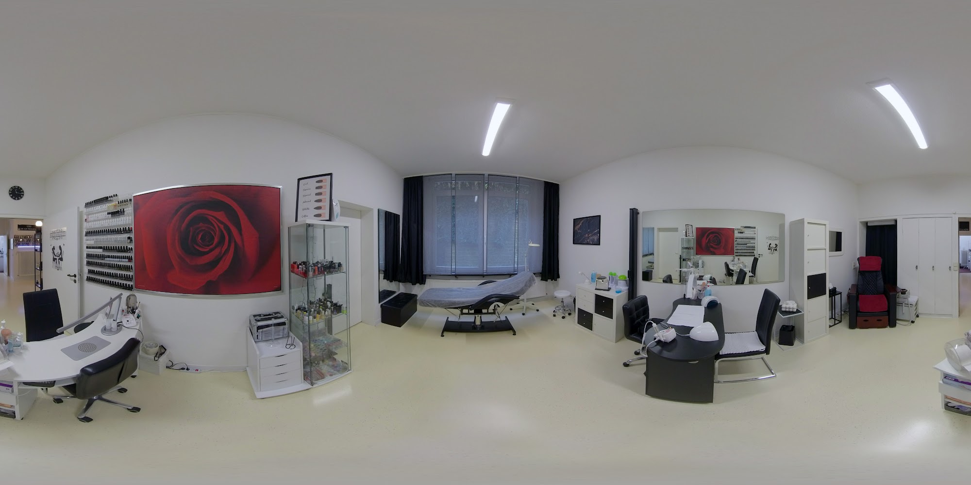 Treatment stations and manicure area inside Jada's Beautification studio